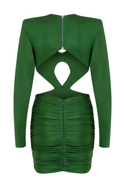 Satin Cut-Out Knotted Mini Dress