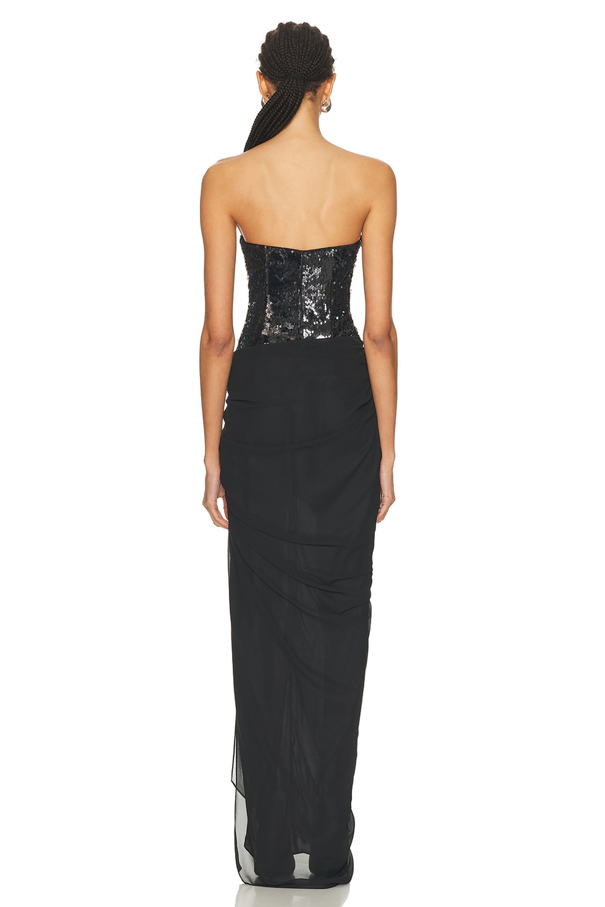 Sequin Splicing Chiffon Slit Maxi Dress