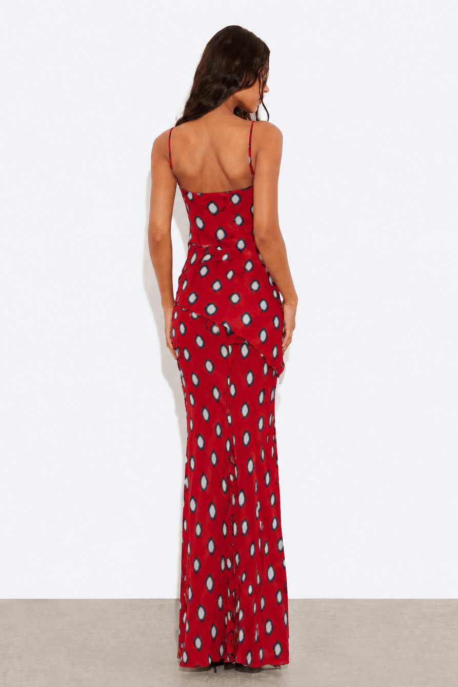 Chiffon Abstract Print Slip Maxi Dress