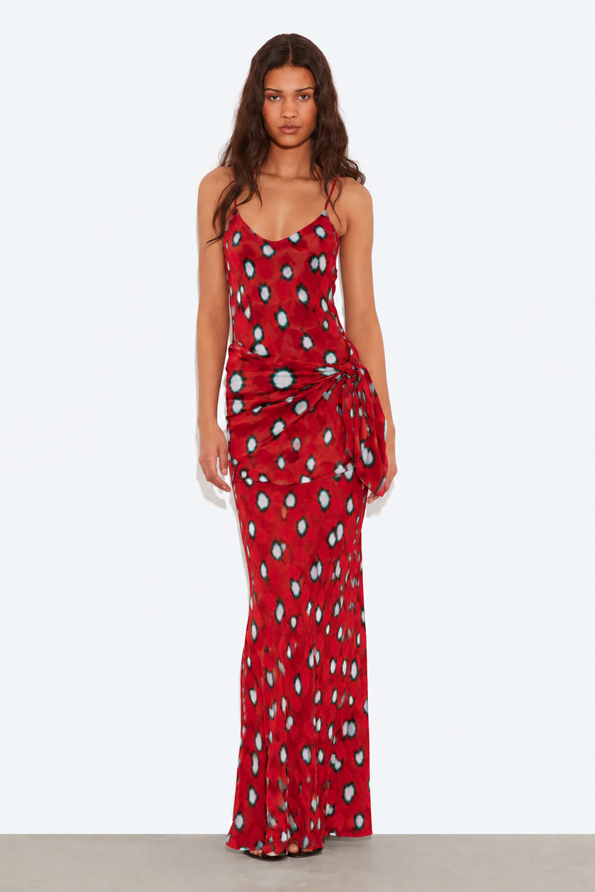 Chiffon Abstract Print Slip Maxi Dress