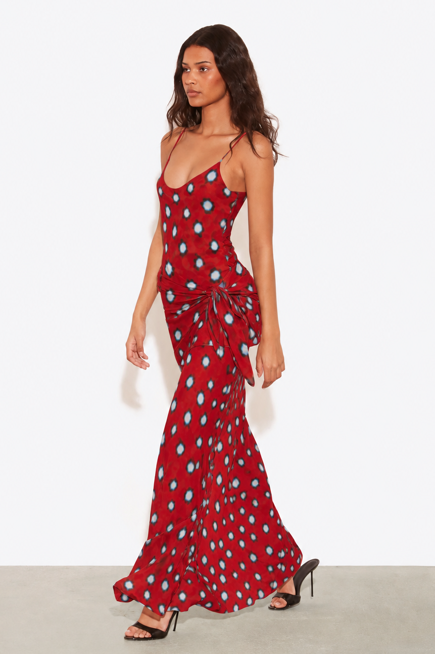 Chiffon Abstract Print Slip Maxi Dress