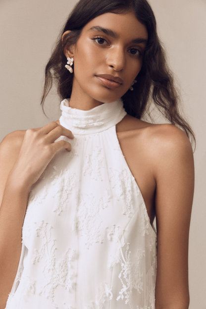 Lace See-Through Halter Neck Maxi Dress