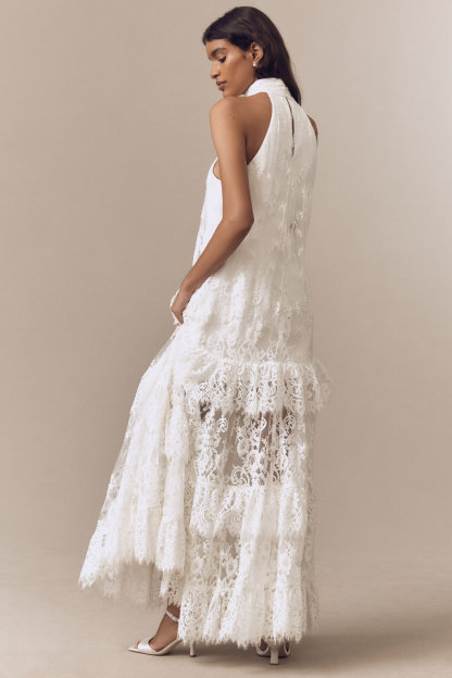 Lace See-Through Halter Neck Maxi Dress
