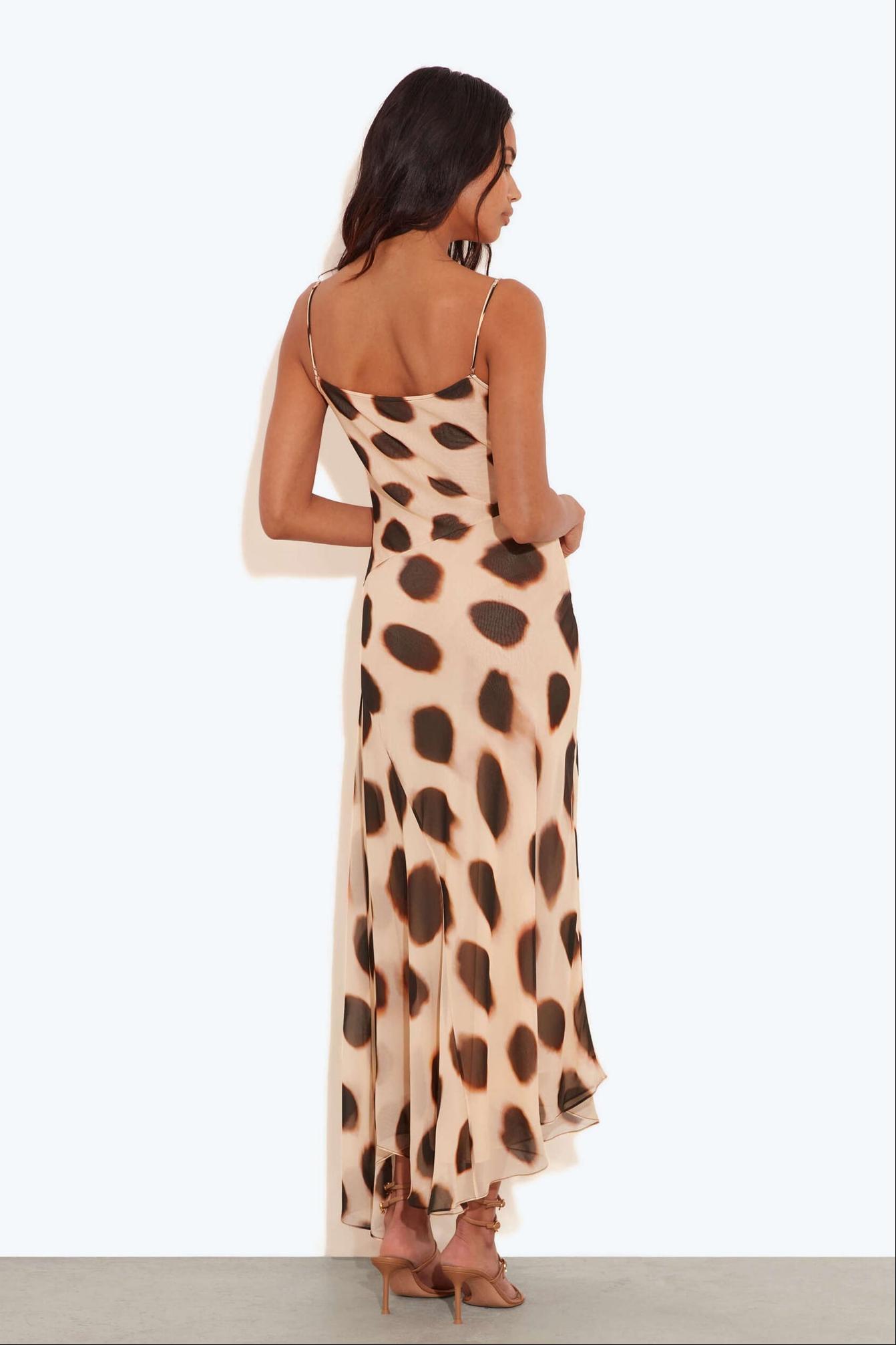 Chiffon Abstract Print Slip Midi Dress