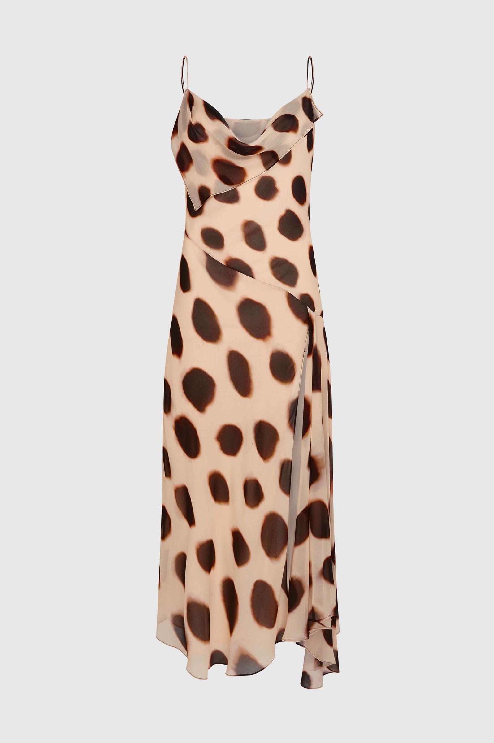 Chiffon Abstract Print Slip Midi Dress