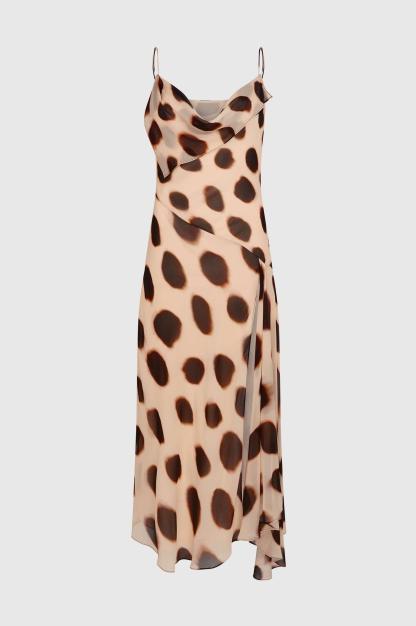 Chiffon Abstract Print Slip Midi Dress