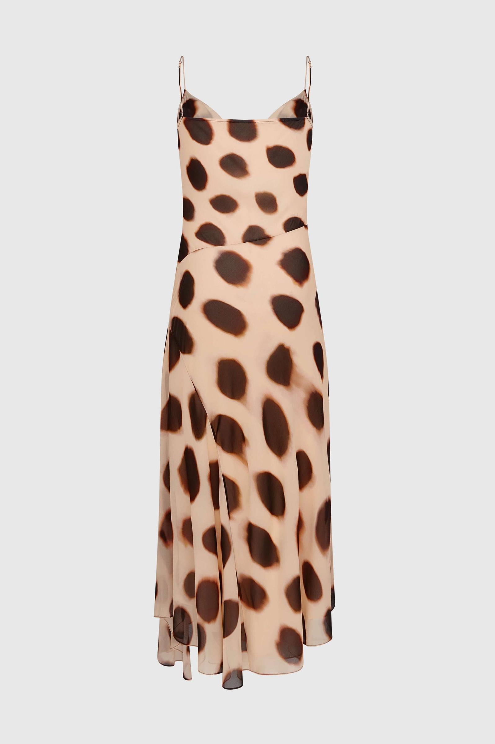 Chiffon Abstract Print Slip Midi Dress
