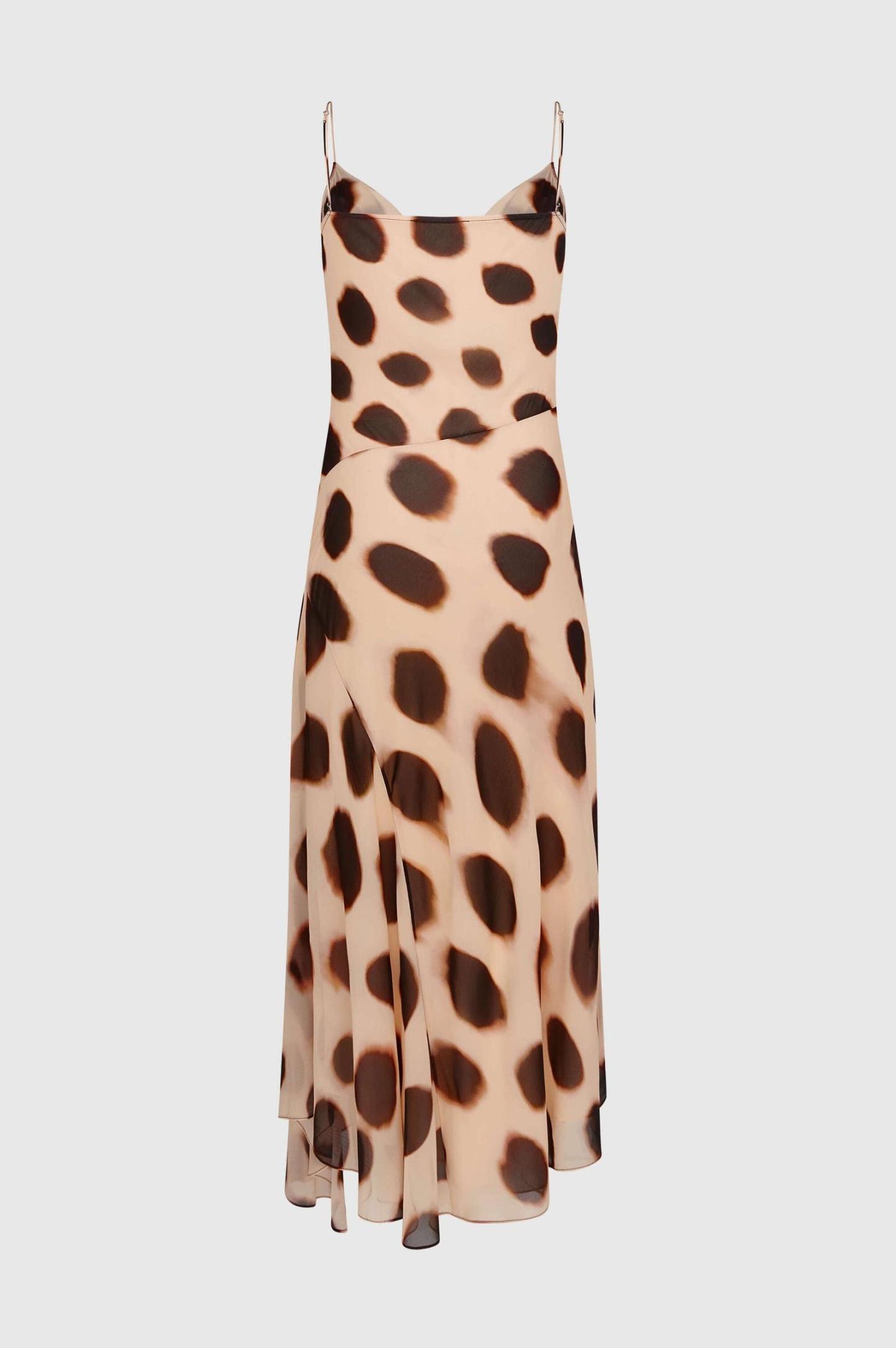 Chiffon Abstract Print Slip Midi Dress