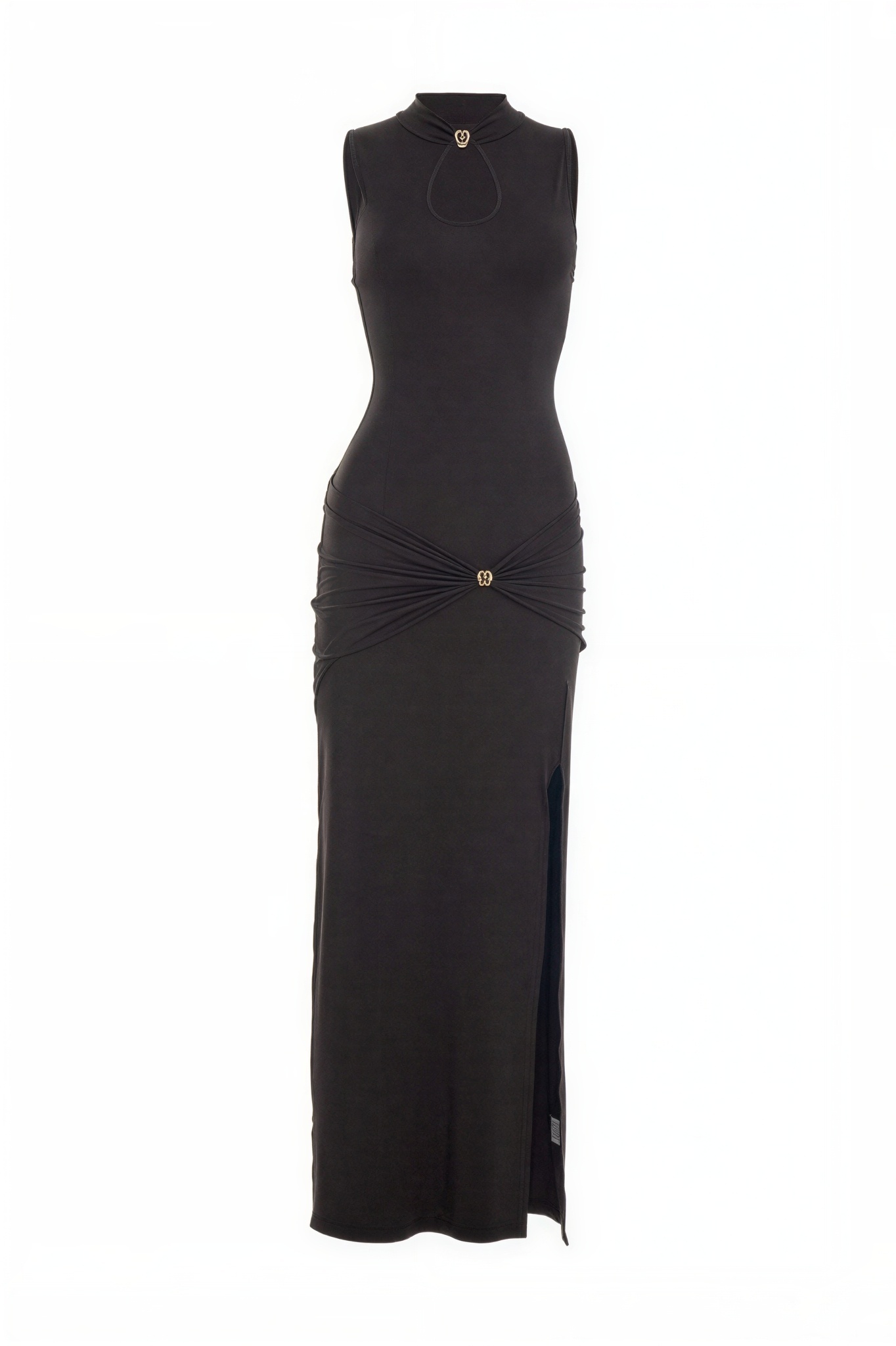 Jersey Cut-Out Slit Midi Dress