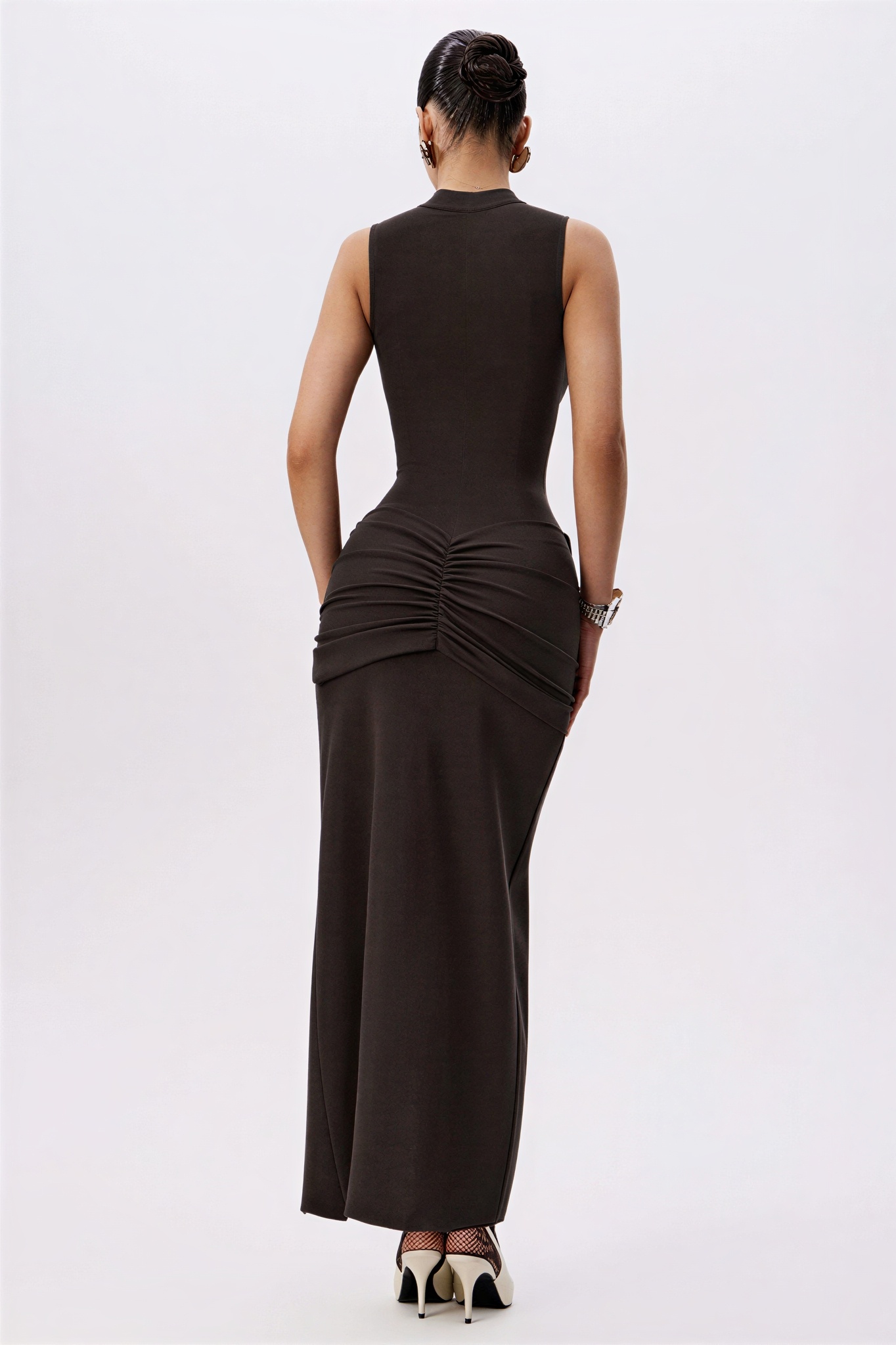 Jersey Cut-Out Slit Midi Dress