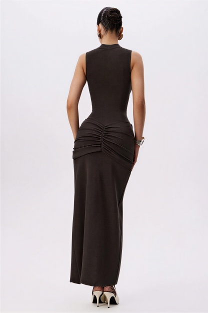 Jersey Cut-Out Slit Midi Dress