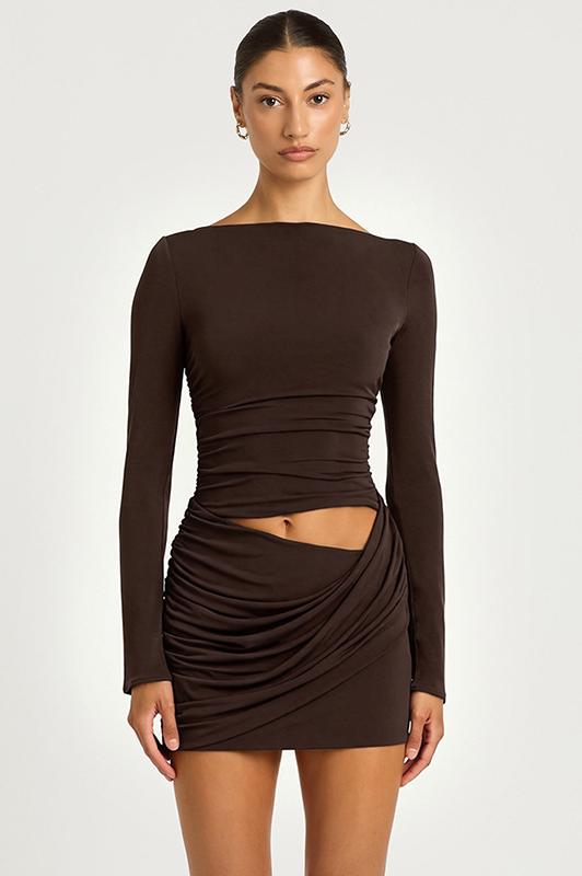 Jersey Gathering Cut-Out Mini Dress