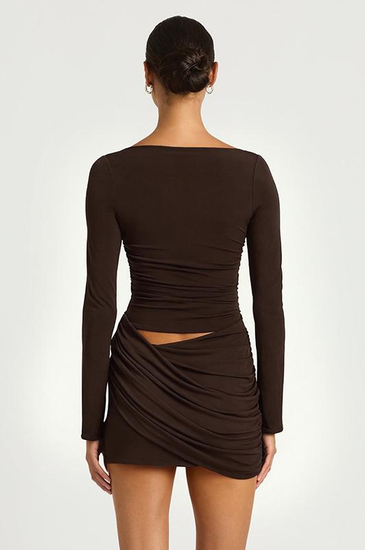Jersey Gathering Cut-Out Mini Dress