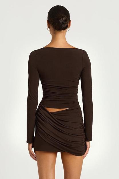 Jersey Gathering Cut-Out Mini Dress