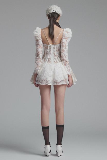 Lace Corset See-Through Mini Dress