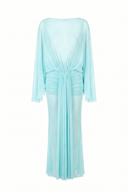 Mesh See-Through Backless Maxi Dress