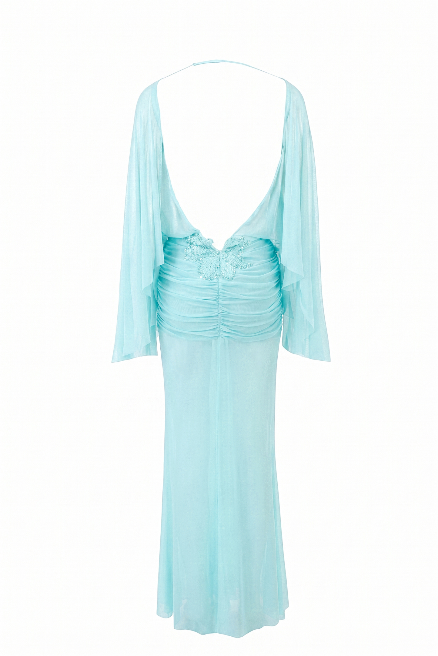 Mesh See-Through Backless Maxi Dress