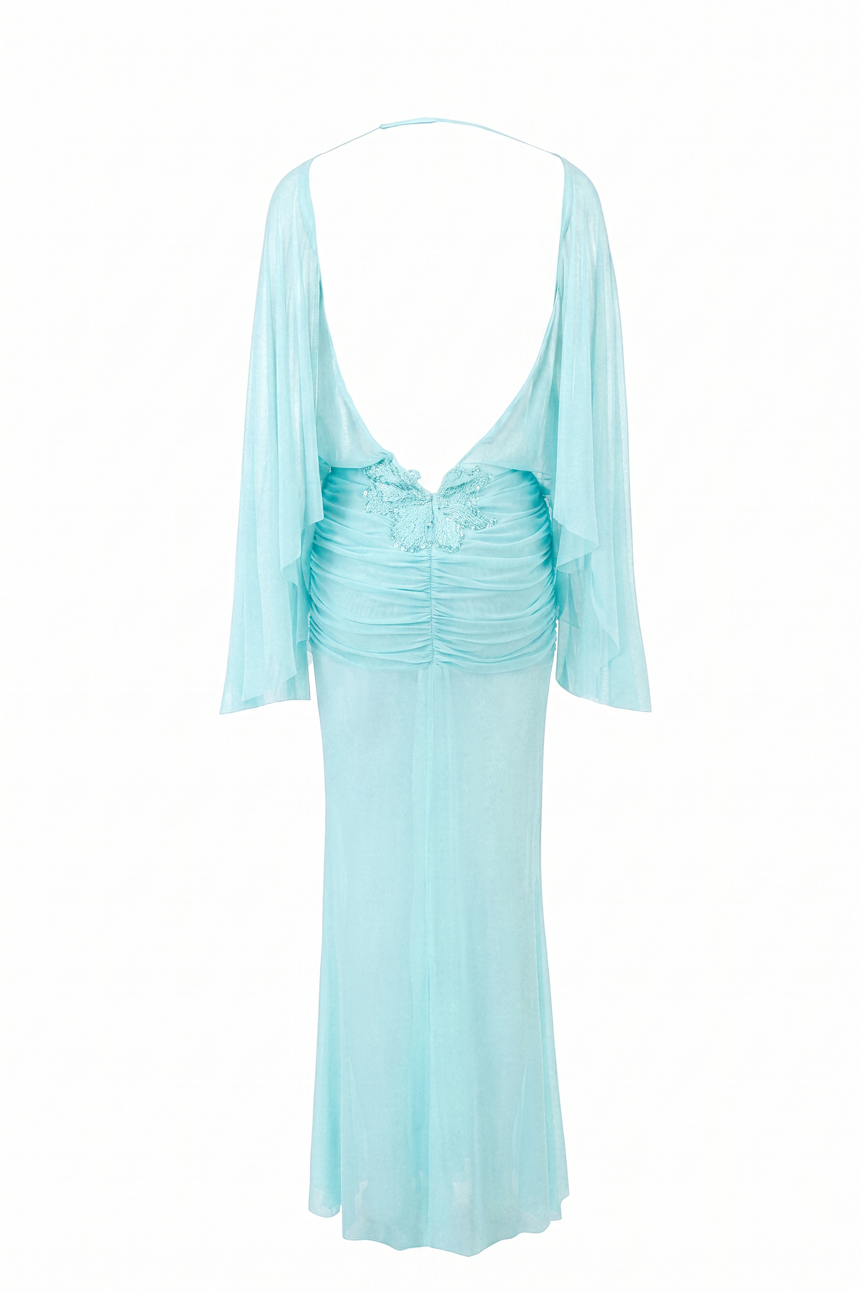 Mesh See-Through Backless Maxi Dress