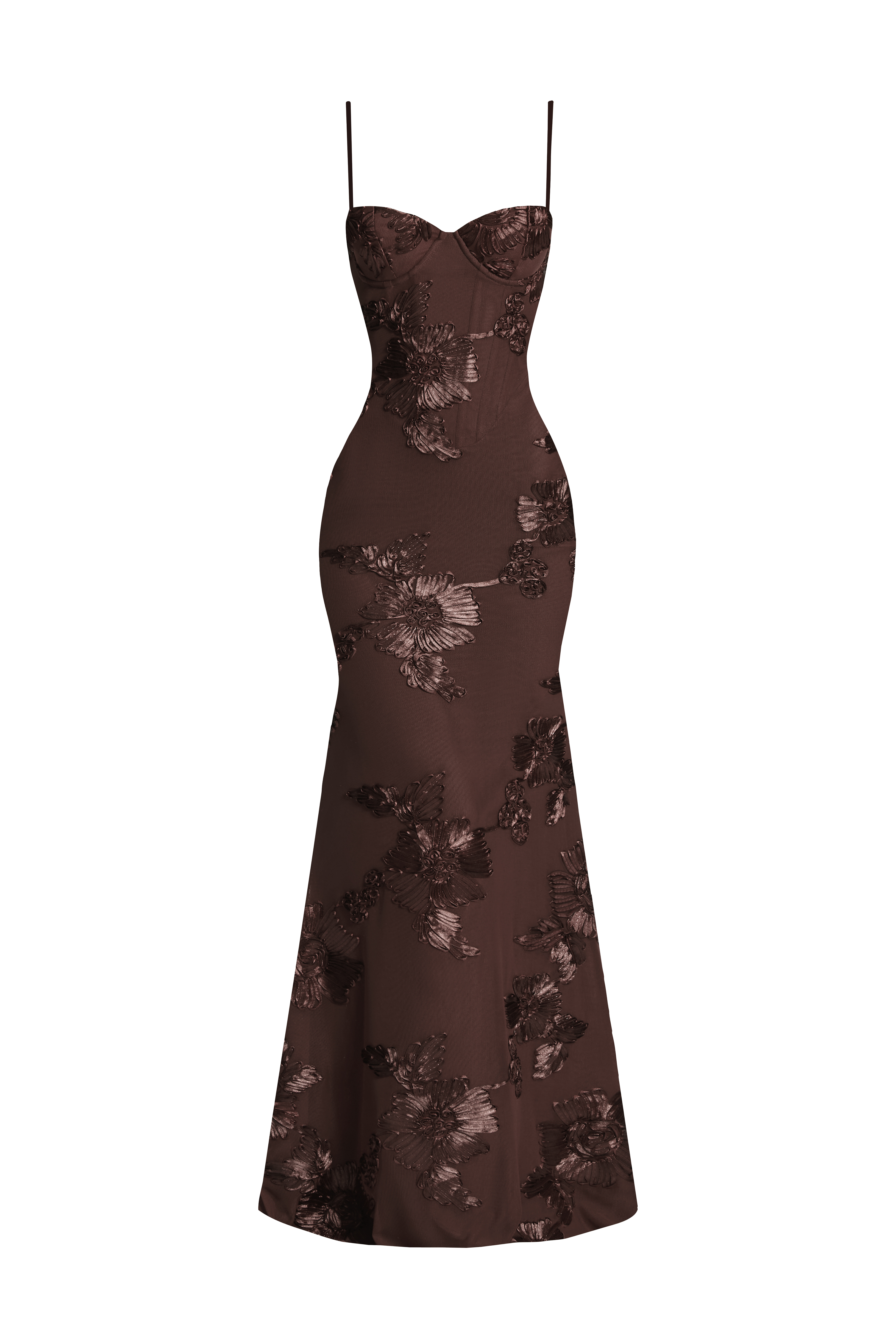 Embroidered Backless Tie-Up Maxi Dress