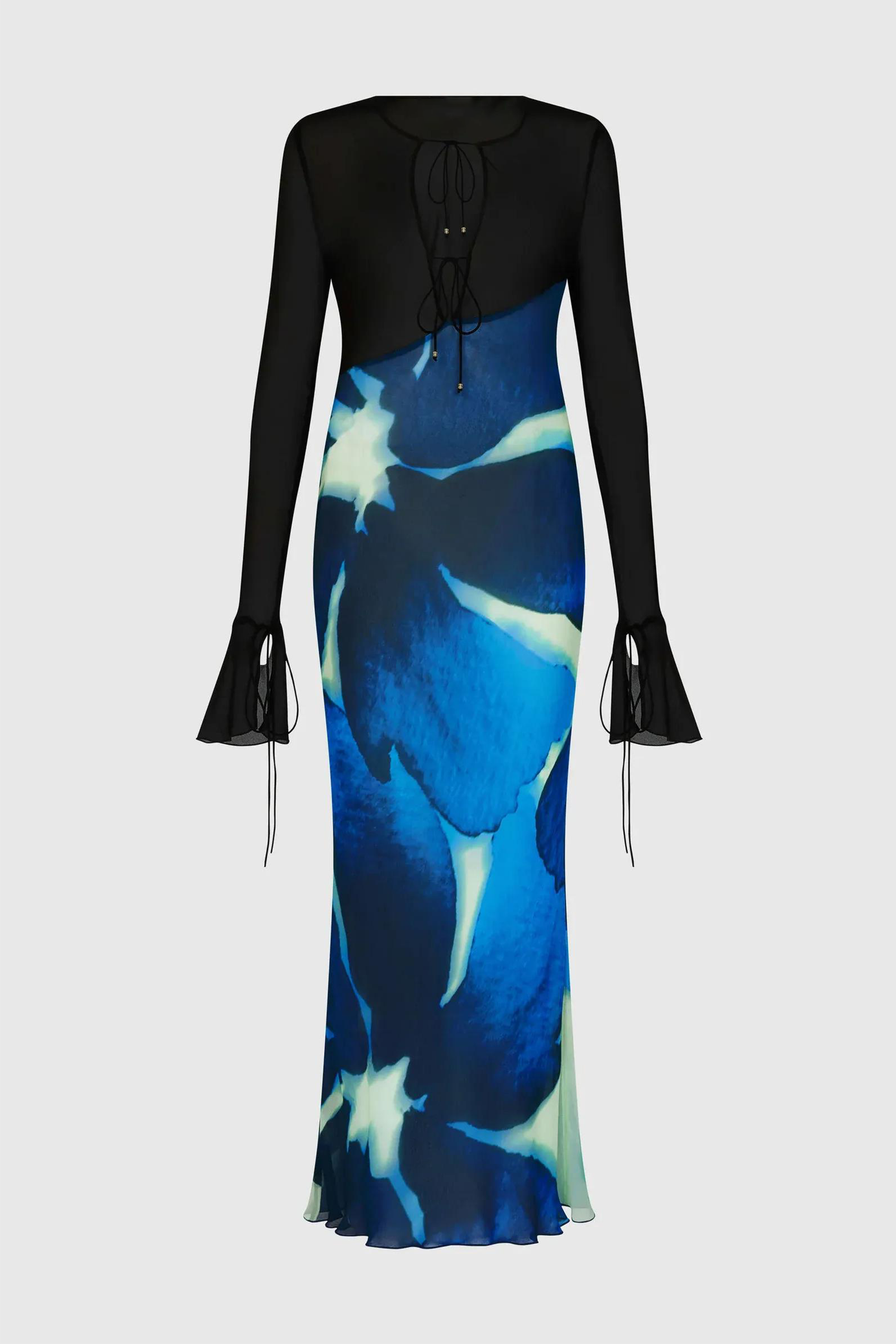 Mesh Tie Dye See-Through Midi Dress
