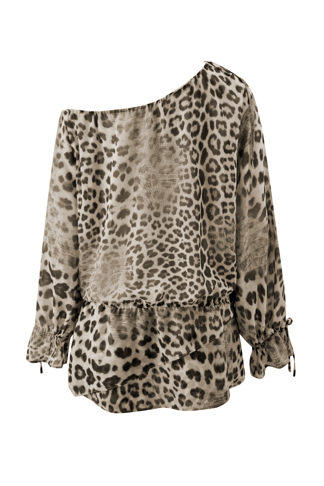 Leopard Print Off Shoulder Shirring Mini Dress