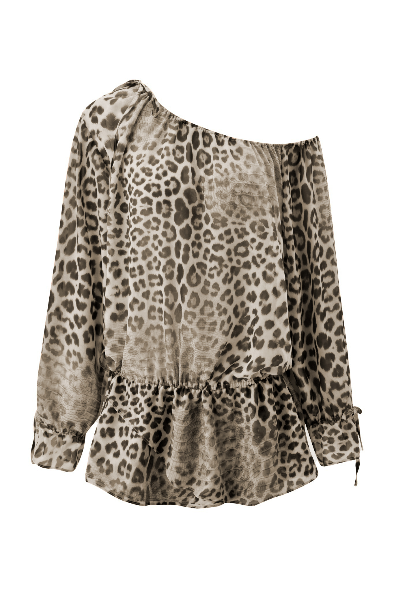 Leopard Print Off Shoulder Shirring Mini Dress