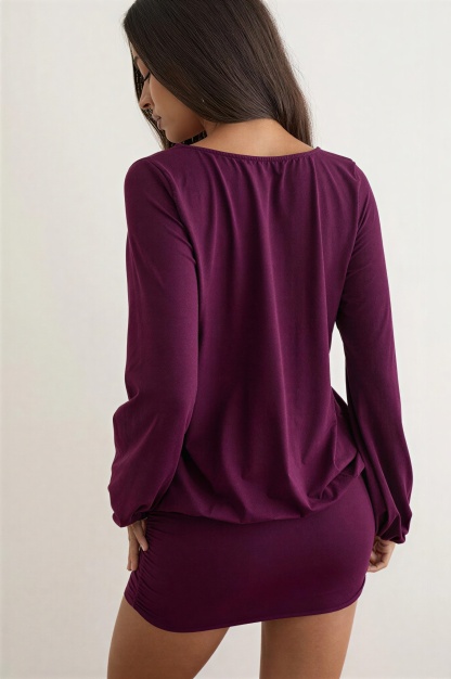 Jersey Lantern Sleeve Cut-Out Mini Dress
