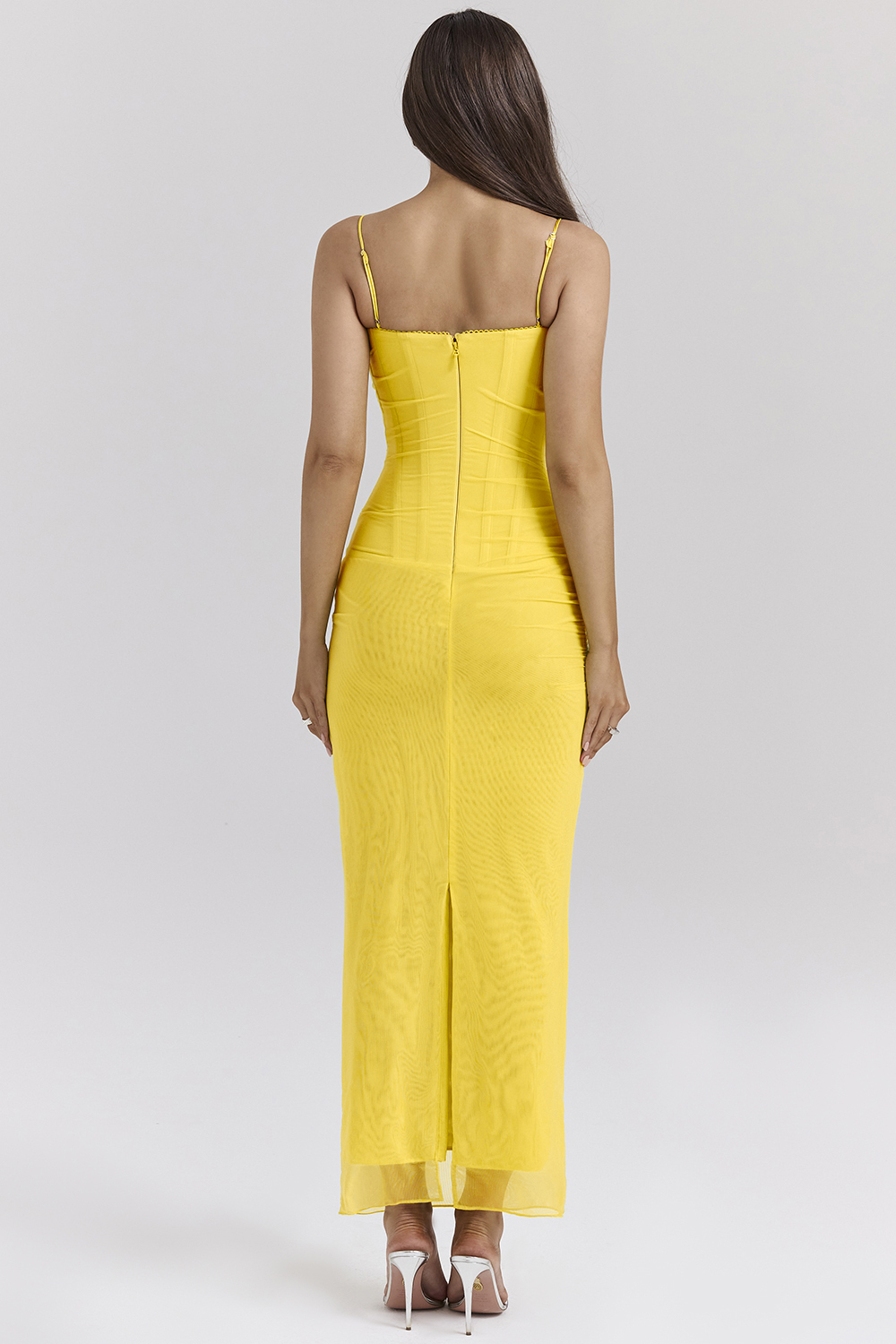 Mesh Splicing Lace Slip Midi Dress