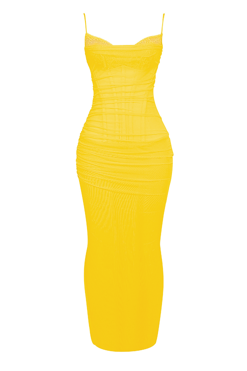 Mesh Splicing Lace Slip Midi Dress