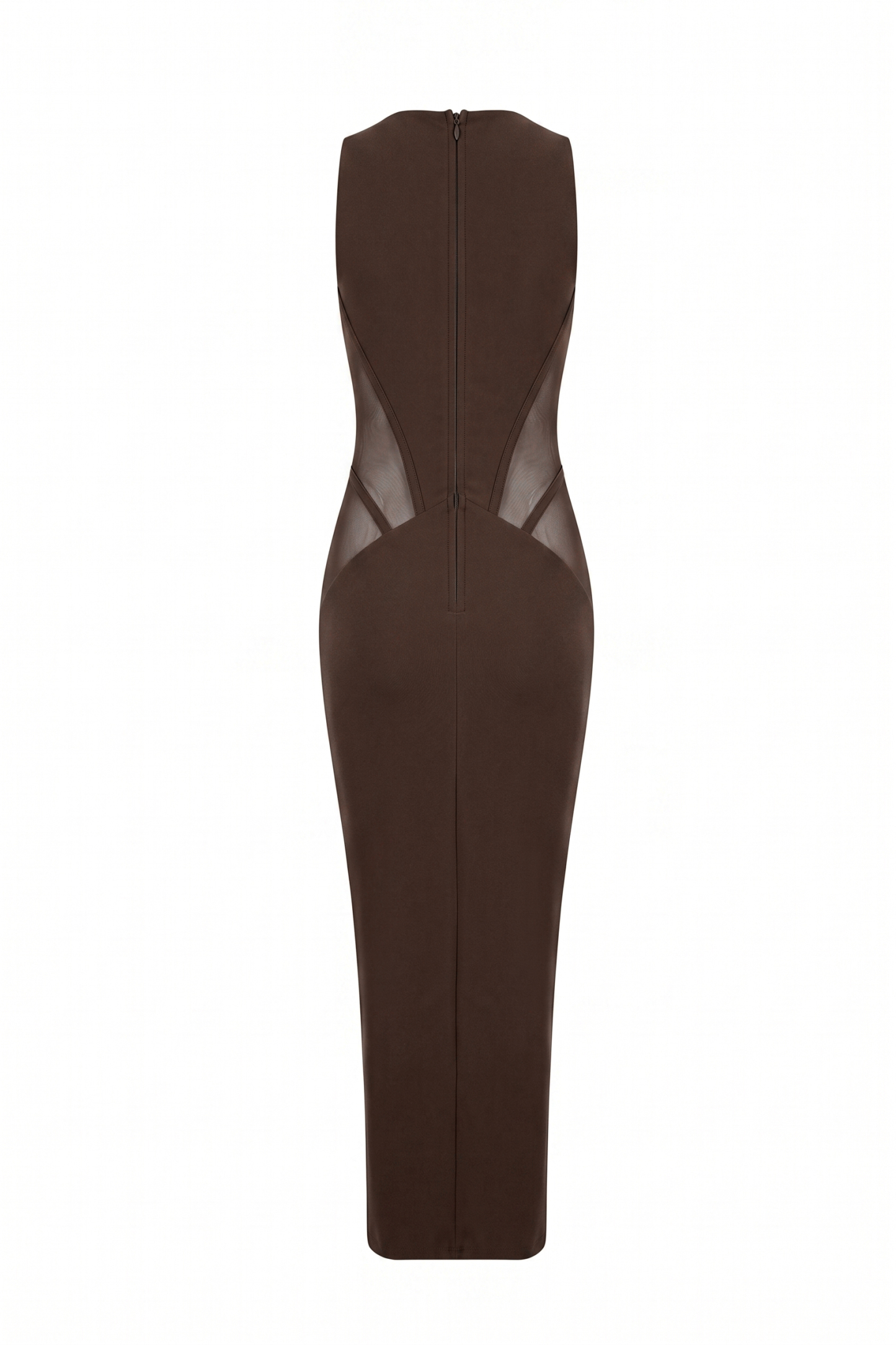 Jersey Splicing Mesh See-Through Midi Dress