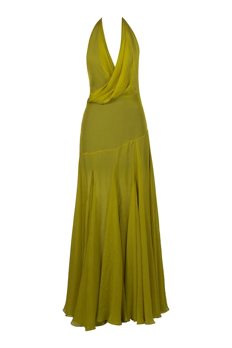 Mesh V-Neck Backelss Maxi Dress