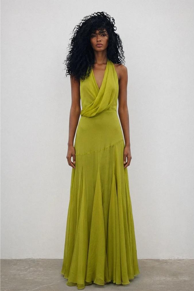 Mesh V-Neck Backelss Maxi Dress