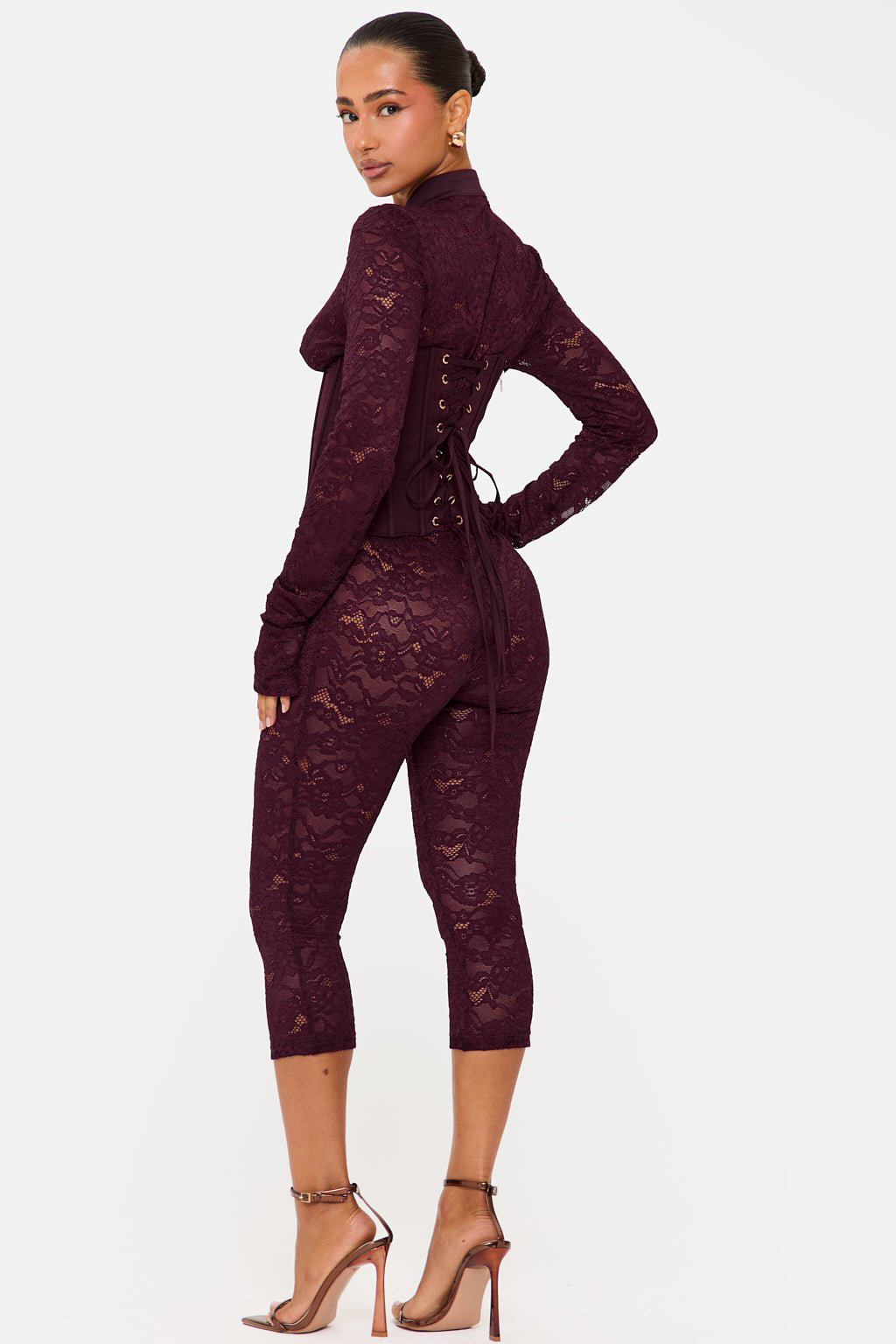 Lace See-Through Jumpsuit With Corset