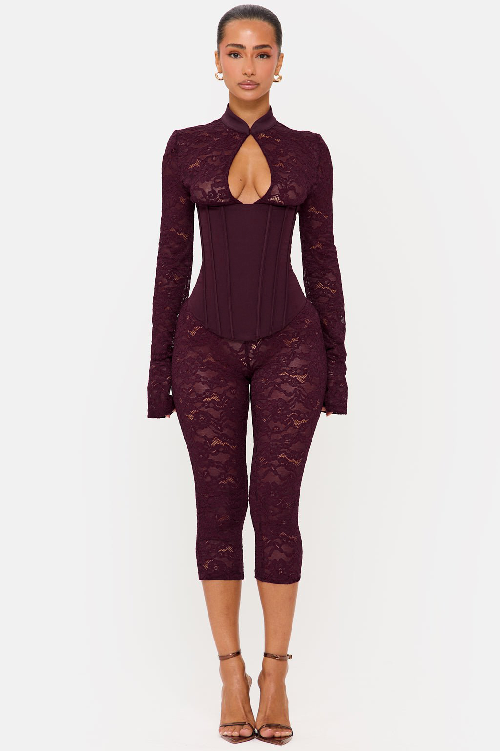 Lace See-Through Jumpsuit With Corset