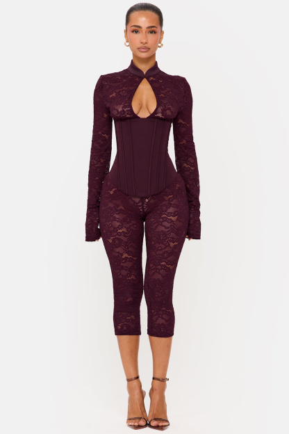 Lace See-Through Jumpsuit With Corset
