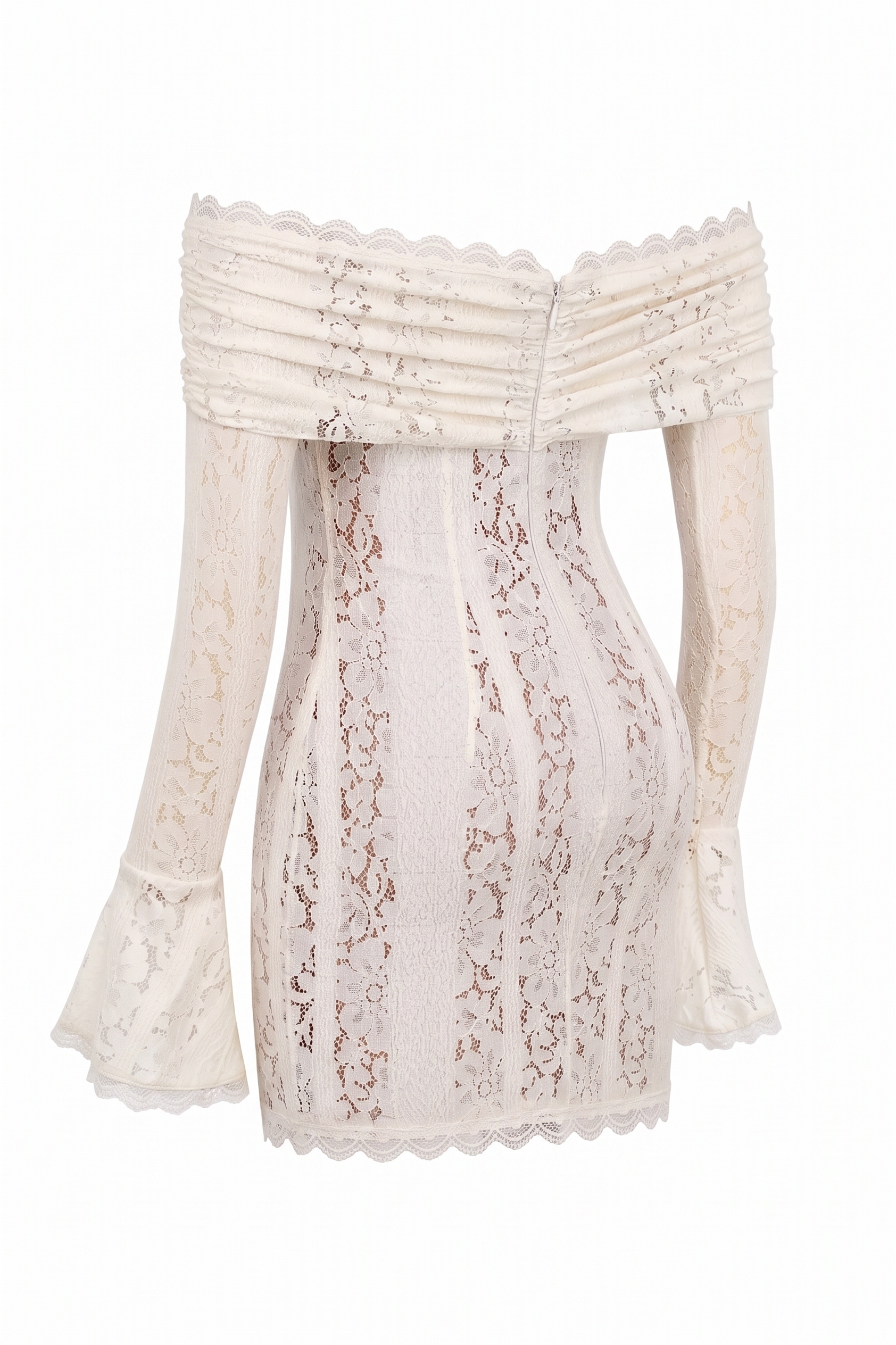 Lace See-Through Long Sleeve Mini Dress