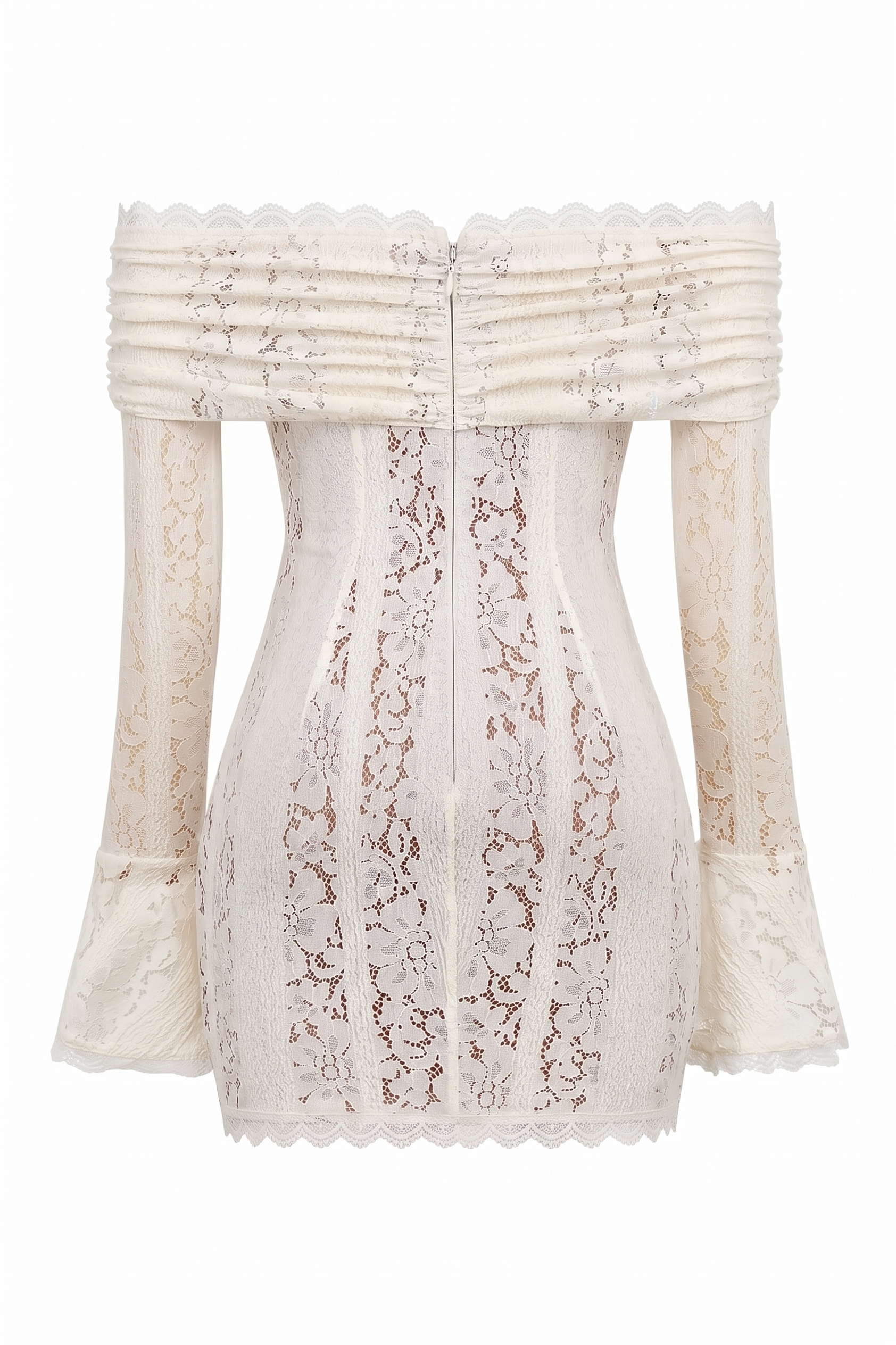Lace See-Through Long Sleeve Mini Dress