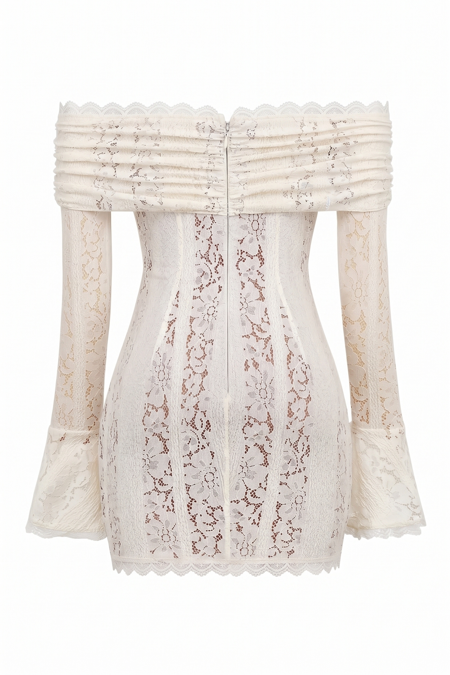 Lace See-Through Long Sleeve Mini Dress