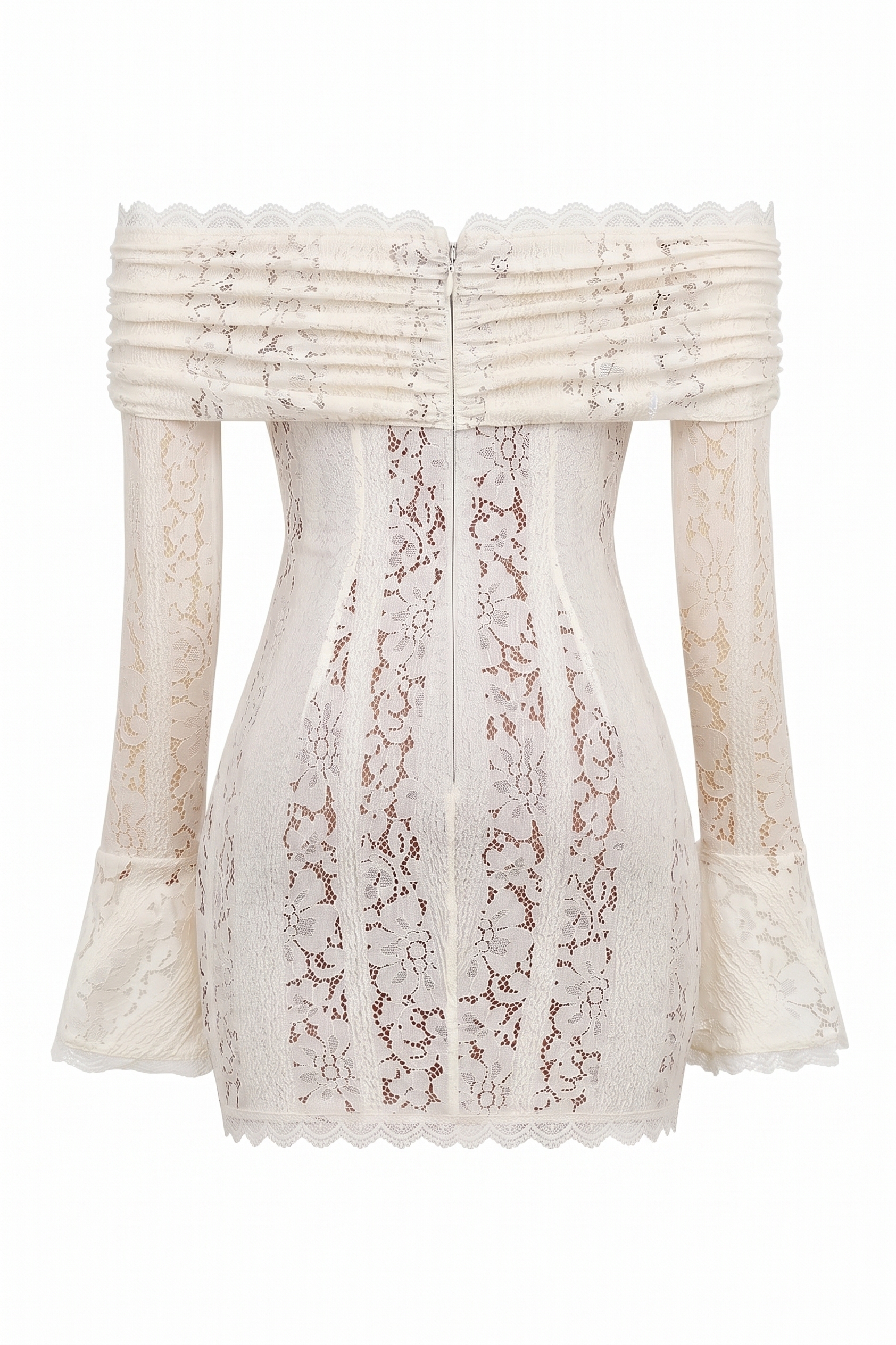 Lace See-Through Long Sleeve Mini Dress