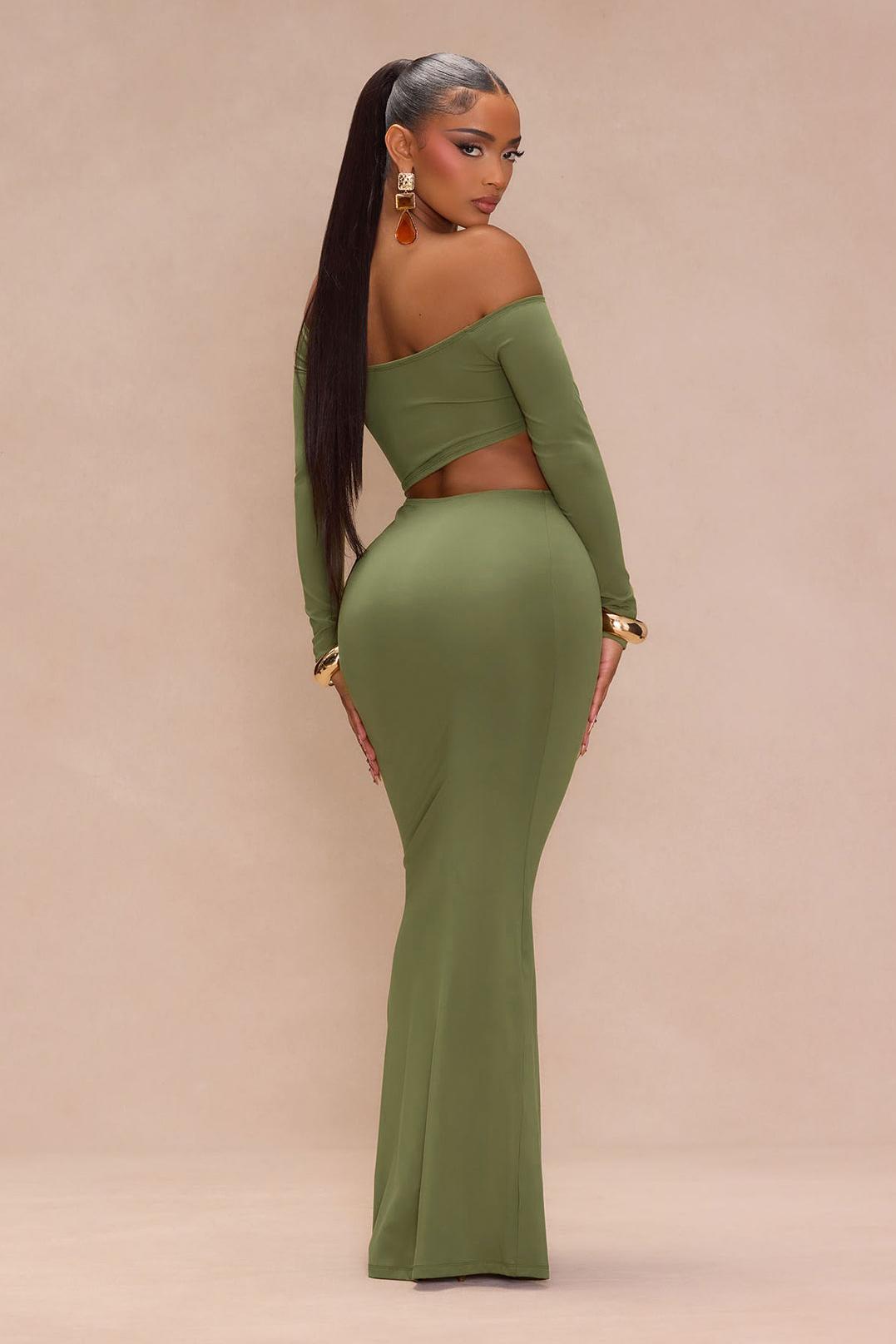 Jersey Cut-Out Long Sleeve Maxi Dress