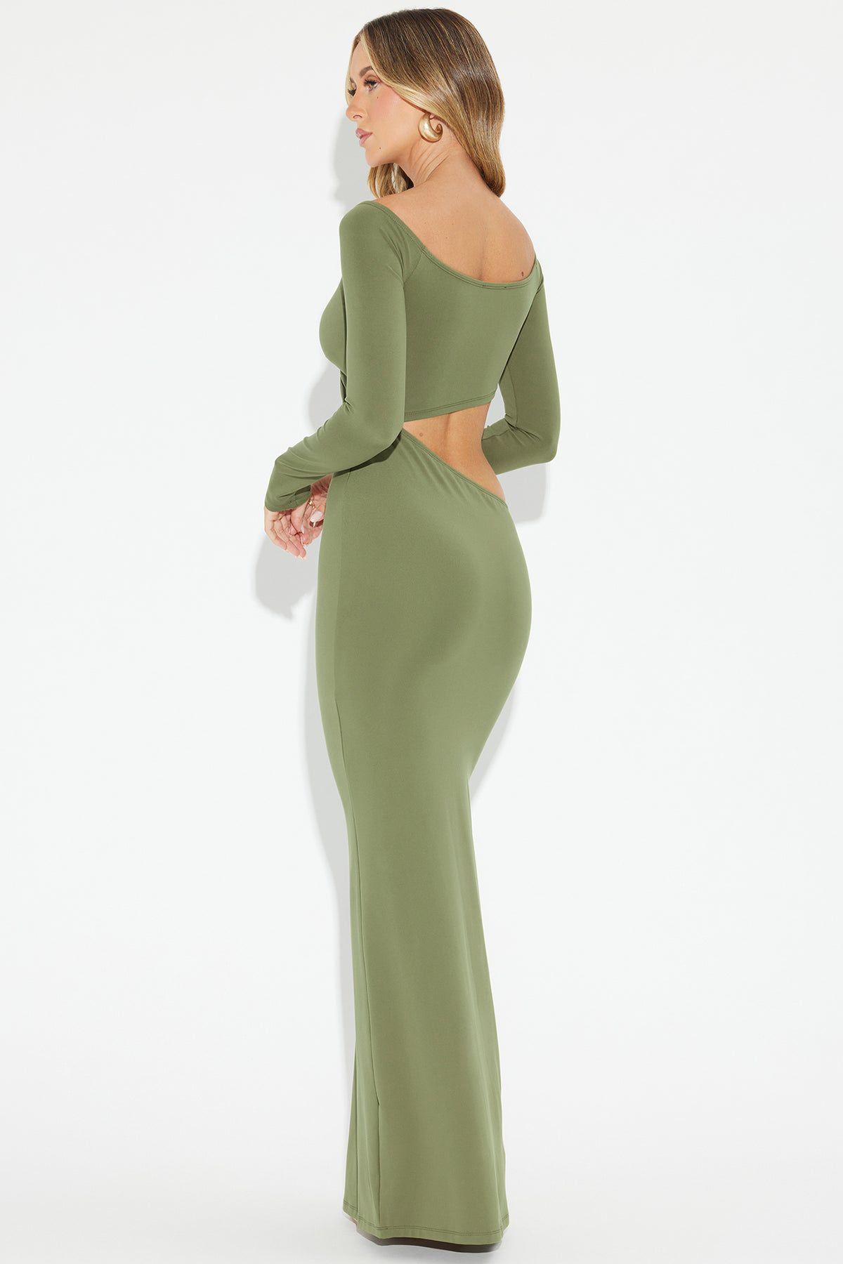 Jersey Cut-Out Long Sleeve Maxi Dress