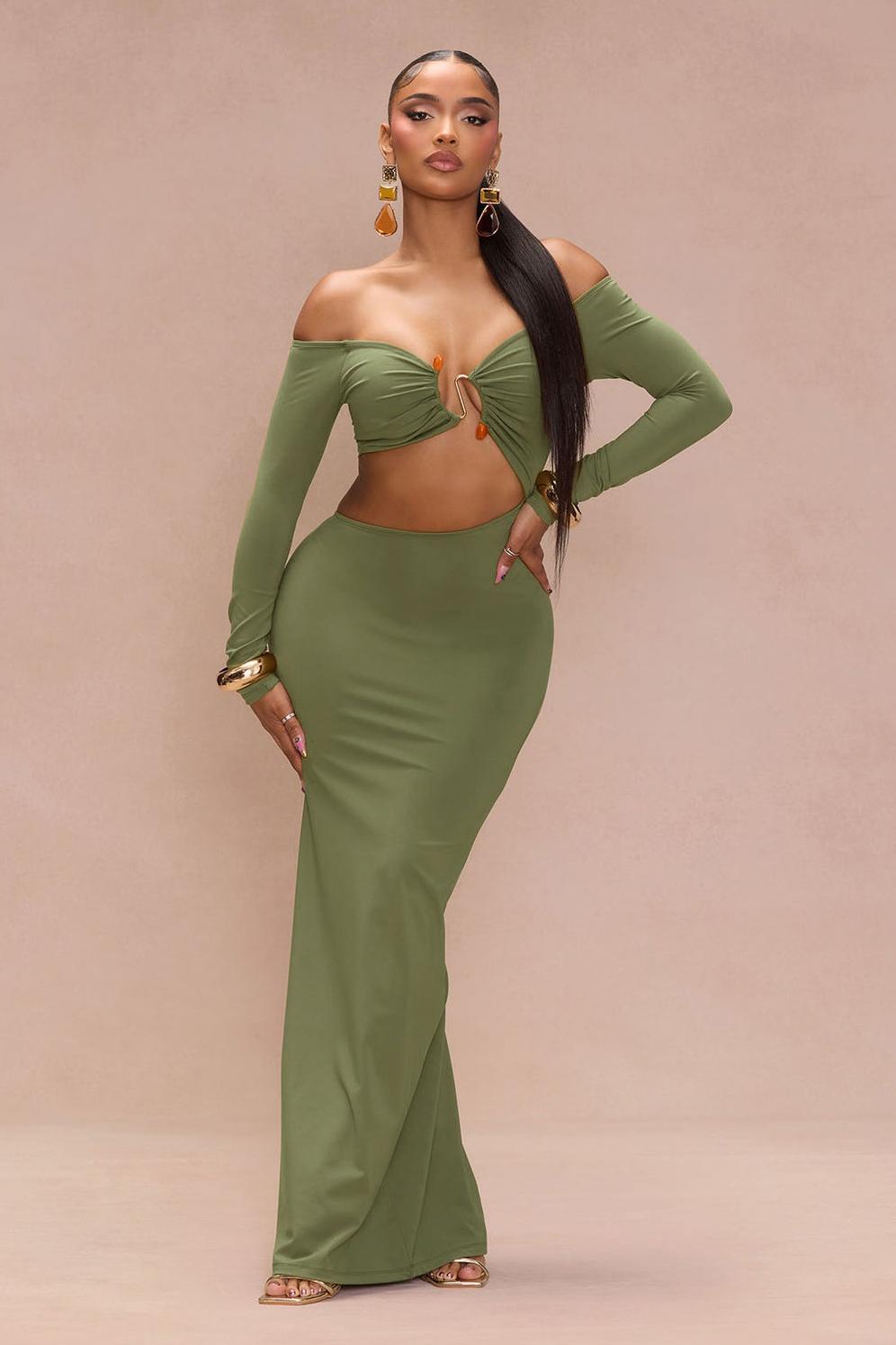 Jersey Cut-Out Long Sleeve Maxi Dress