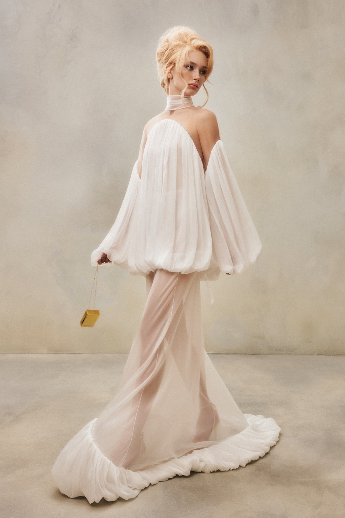 Chiffon See-Through Top & Ruffle Maxi Skirt Set