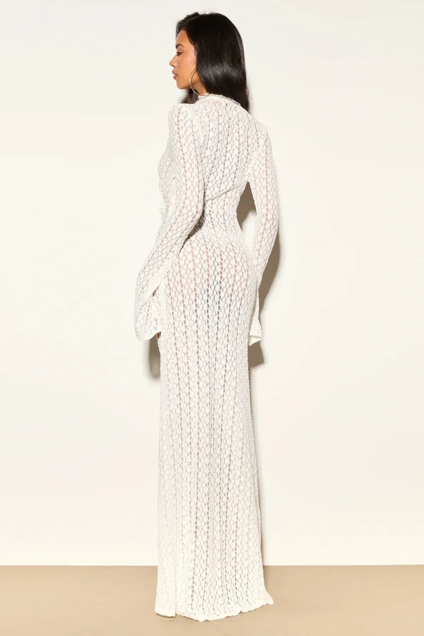 Lace Cut-Out Long Sleeve Maxi Dress