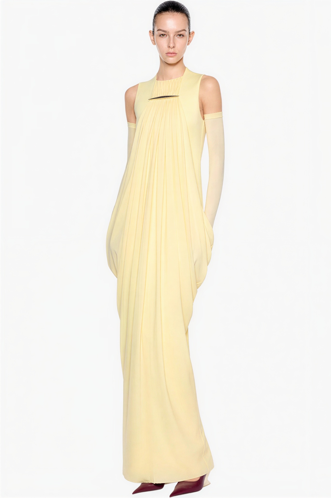 Jersey Metal Decorations Maxi Dress With Gloves