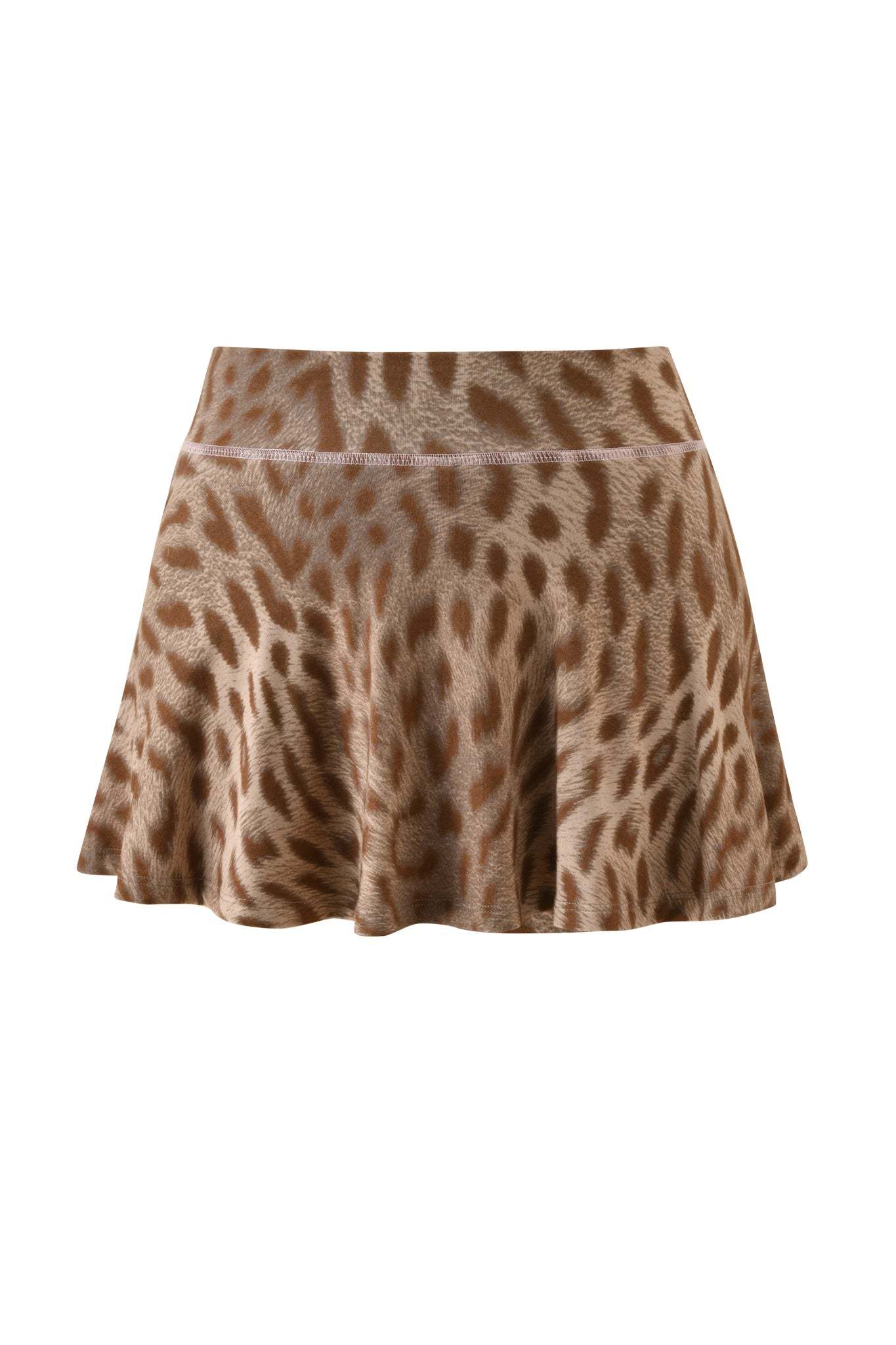 Jersey Leopard Print Zip-Up Top & Low Waist Mini Skirt Set