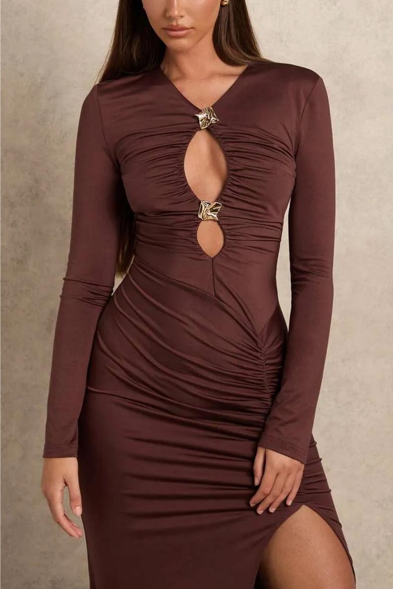 Jersey Cut-Out Metal Decorations Maxi Dress