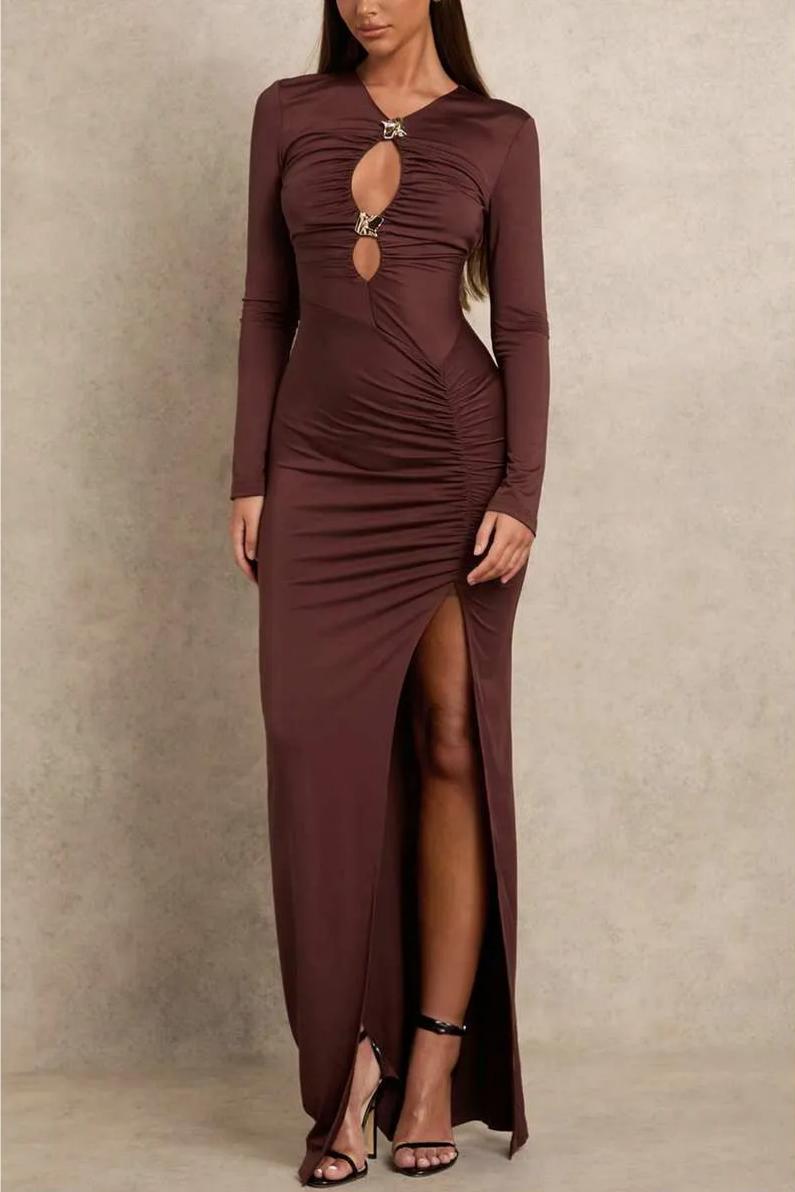 Jersey Cut-Out Metal Decorations Maxi Dress