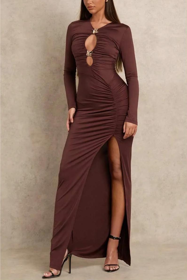 Jersey Cut-Out Metal Decorations Maxi Dress