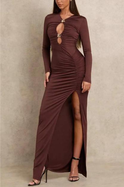 Jersey Cut-Out Metal Decorations Maxi Dress
